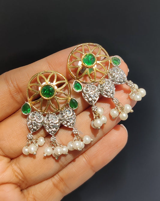 "Irya" Dual Tone Brass Earrings