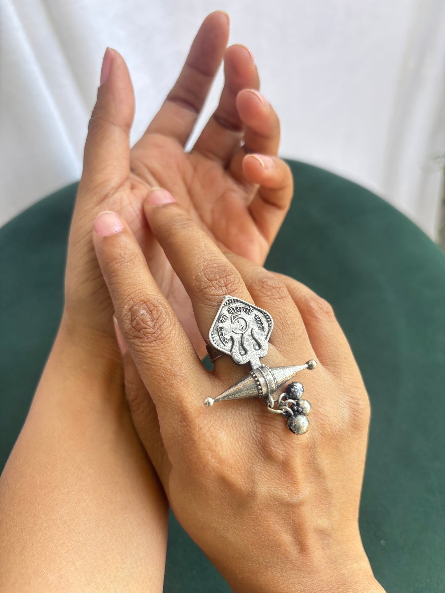"Aaryahi" Silver Replica Adjustable Ring