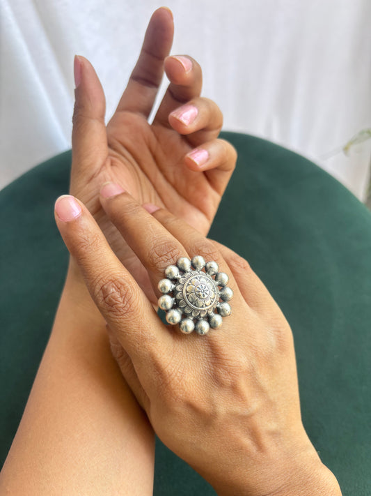 "Anagha" Silver Replica Adjustable Ring