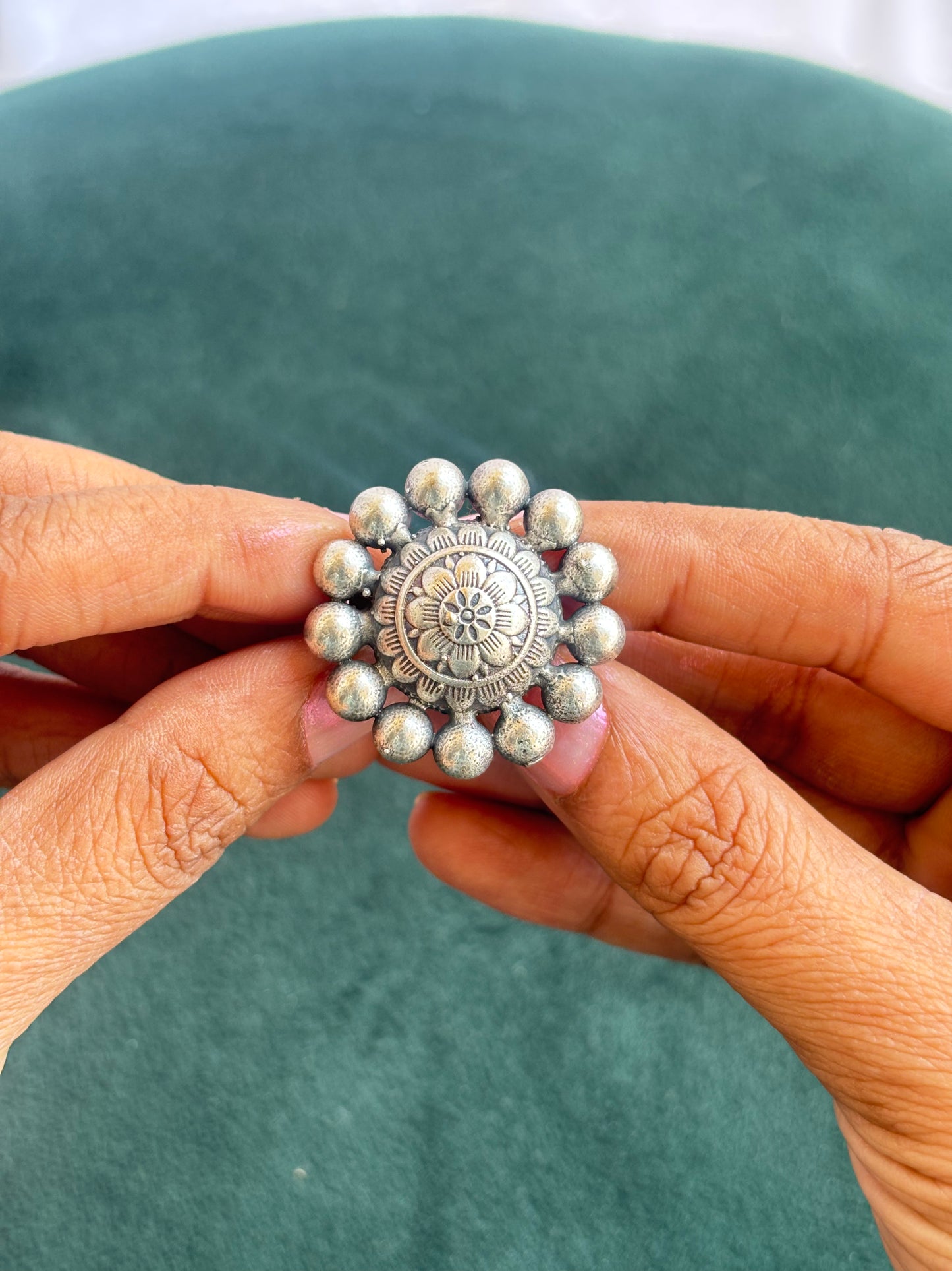 "Anagha" Silver Replica Adjustable Ring