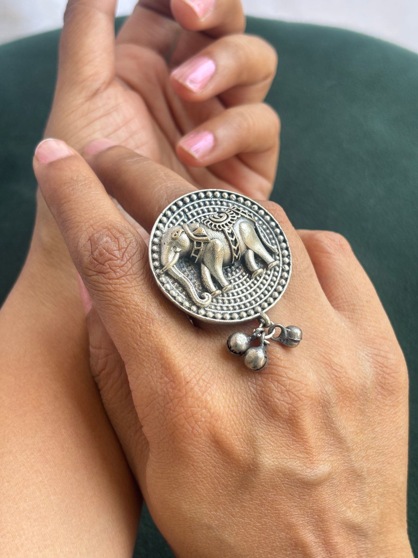 "Tejasvi" Silver Replica Adjustable Ring