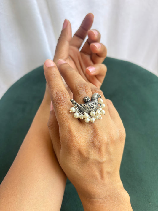 "Devyani" Silver Replica Adjustable Ring
