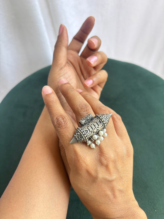 "Jyotika" Silver Replica Adjustable Ring