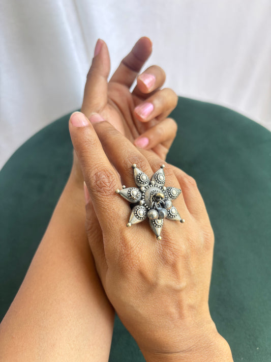 "Kavita" Silver Replica Adjustable Ring