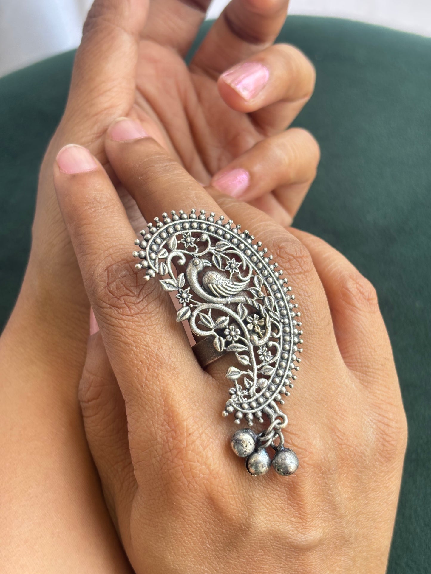 "Kusum" Silver Replica Adjustable Ring