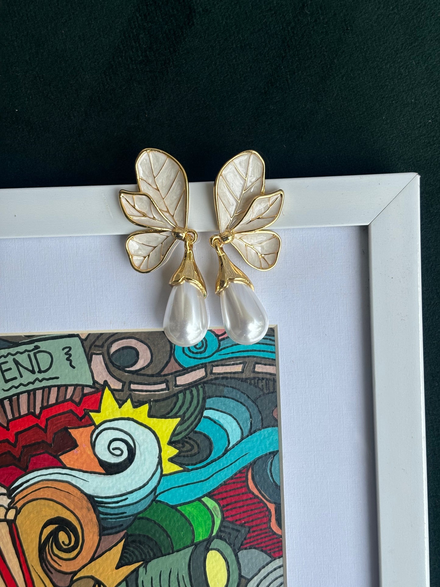 Unique Butterfly Pearl Earrings