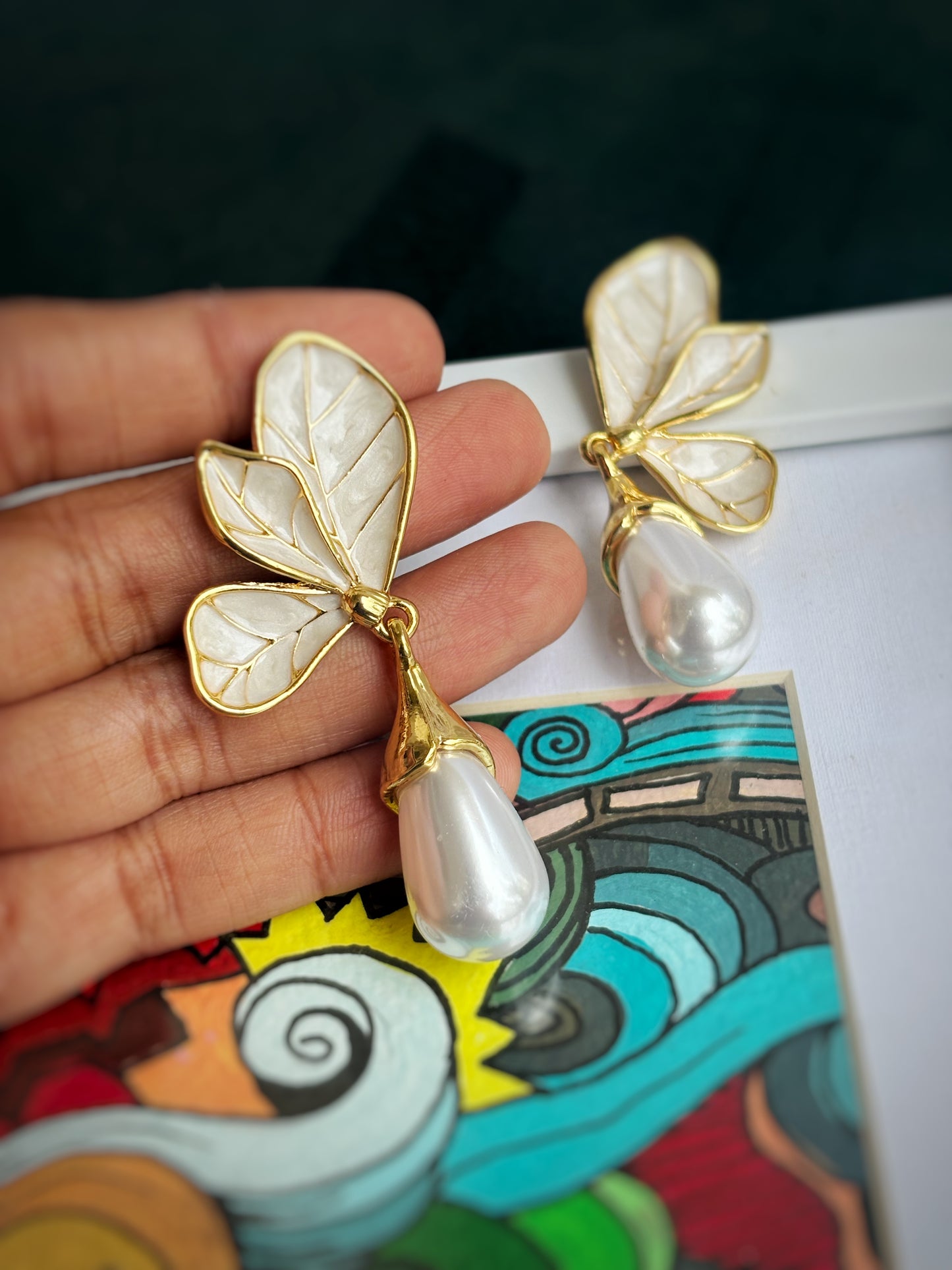 Unique Butterfly Pearl Earrings