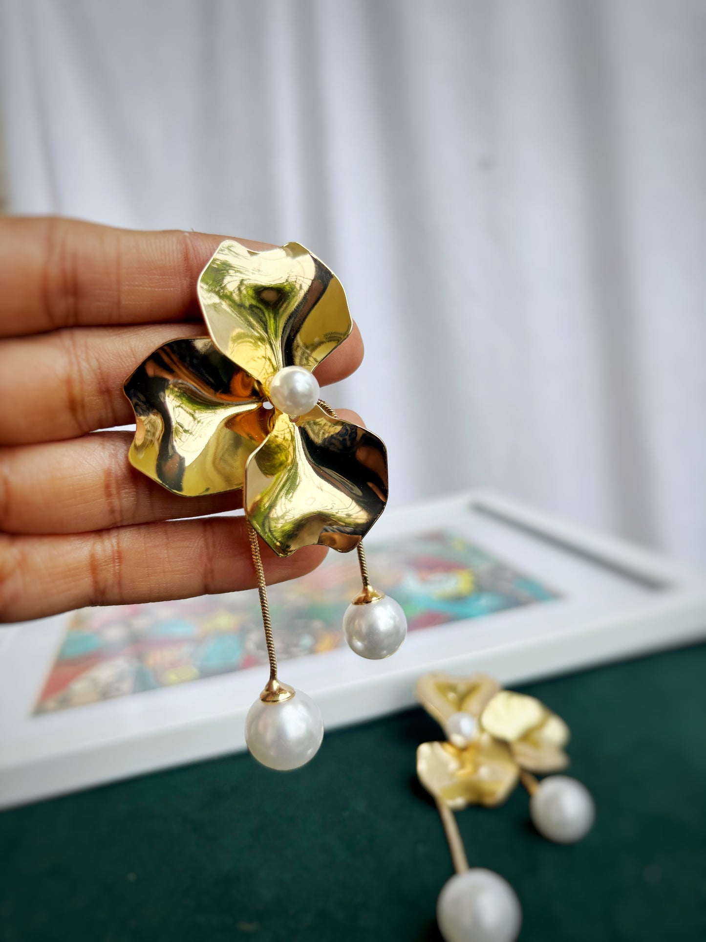 Flower Pearl Danglers