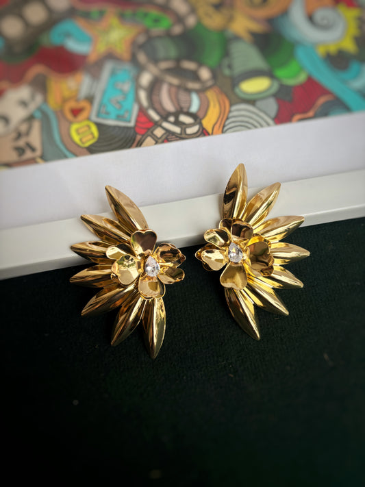 Half Spiky Flower Earrings