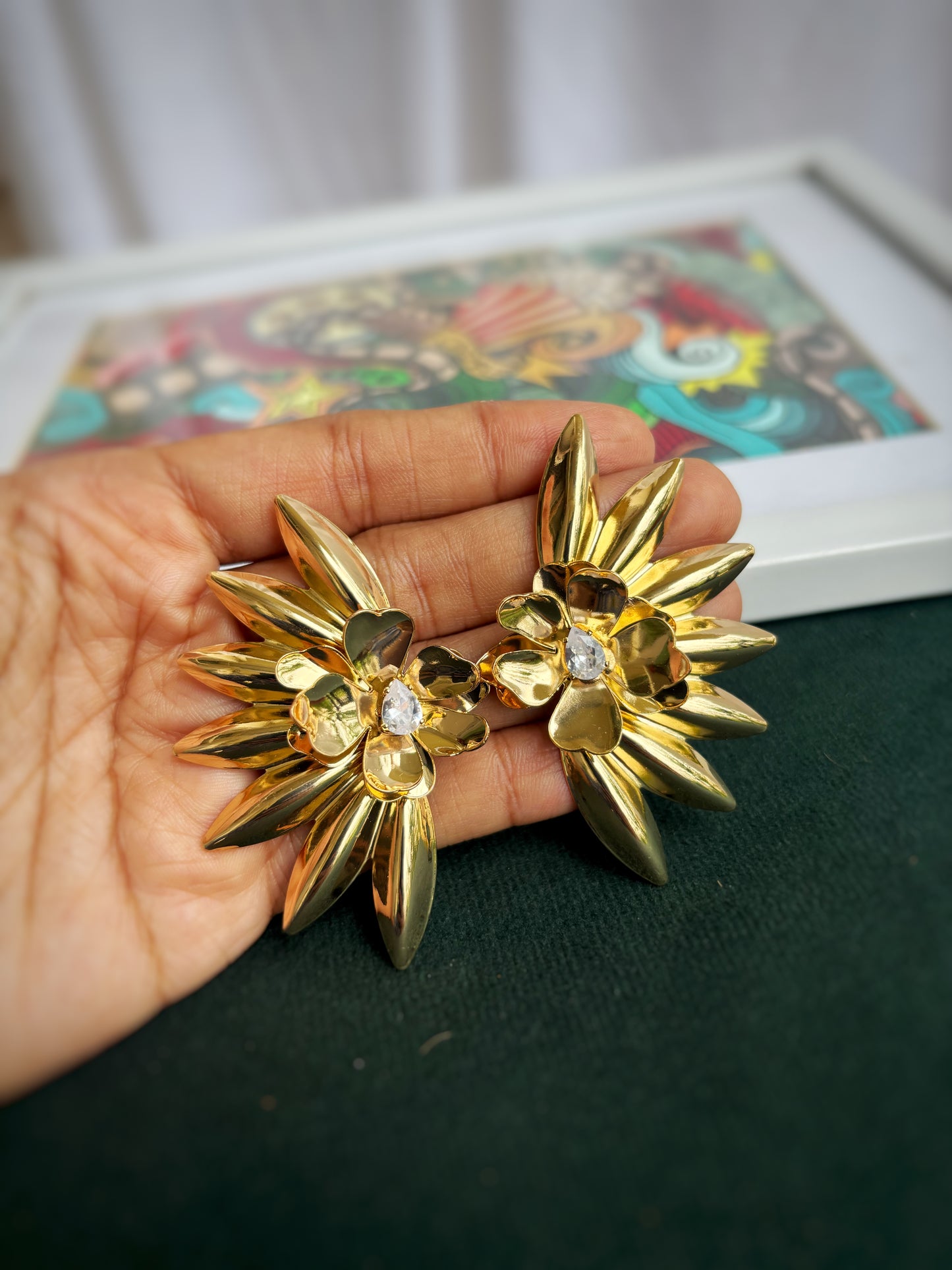 Half Spiky Flower Earrings