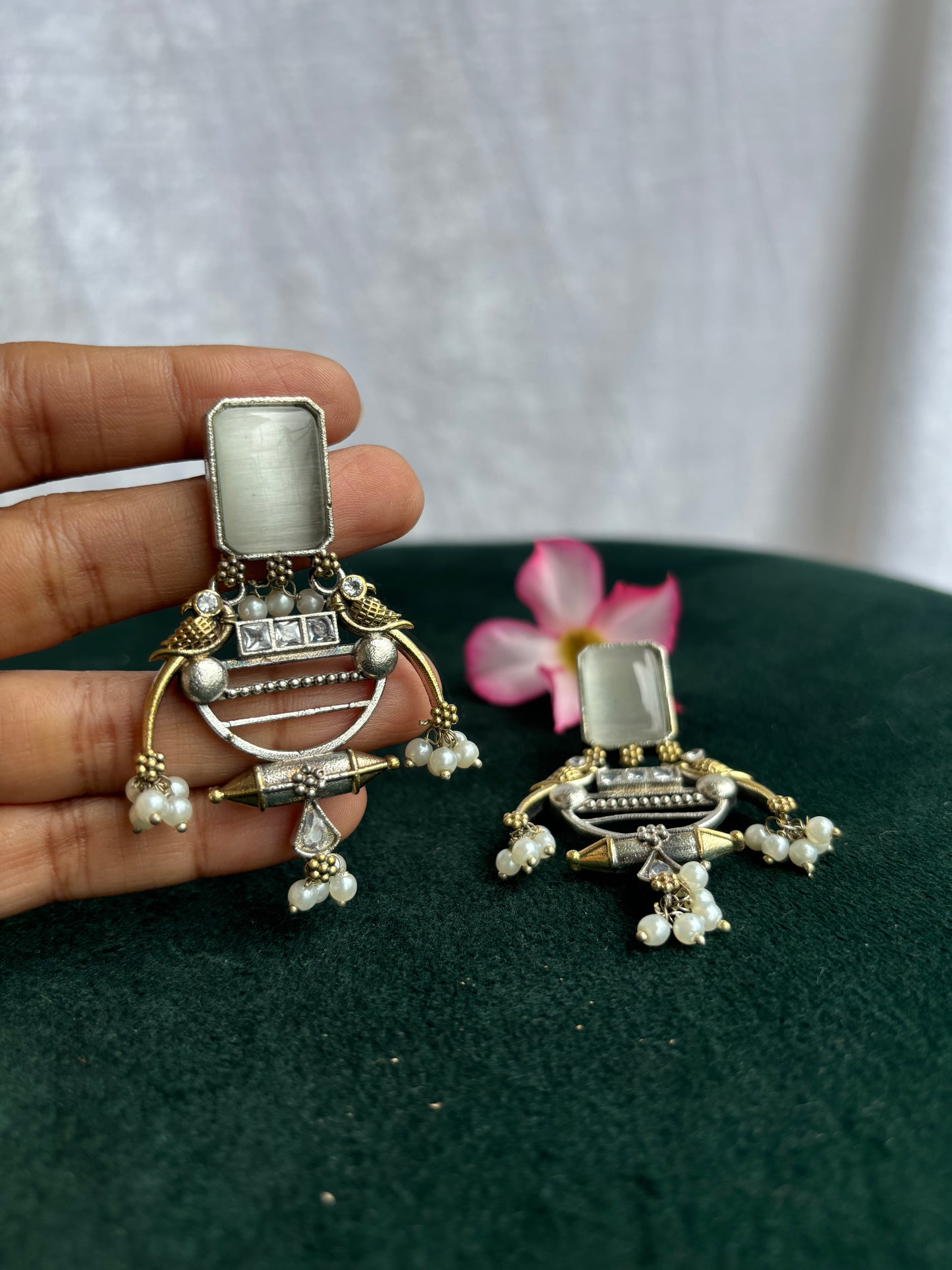 "Sarasvati" Dual Tone Brass Earrings