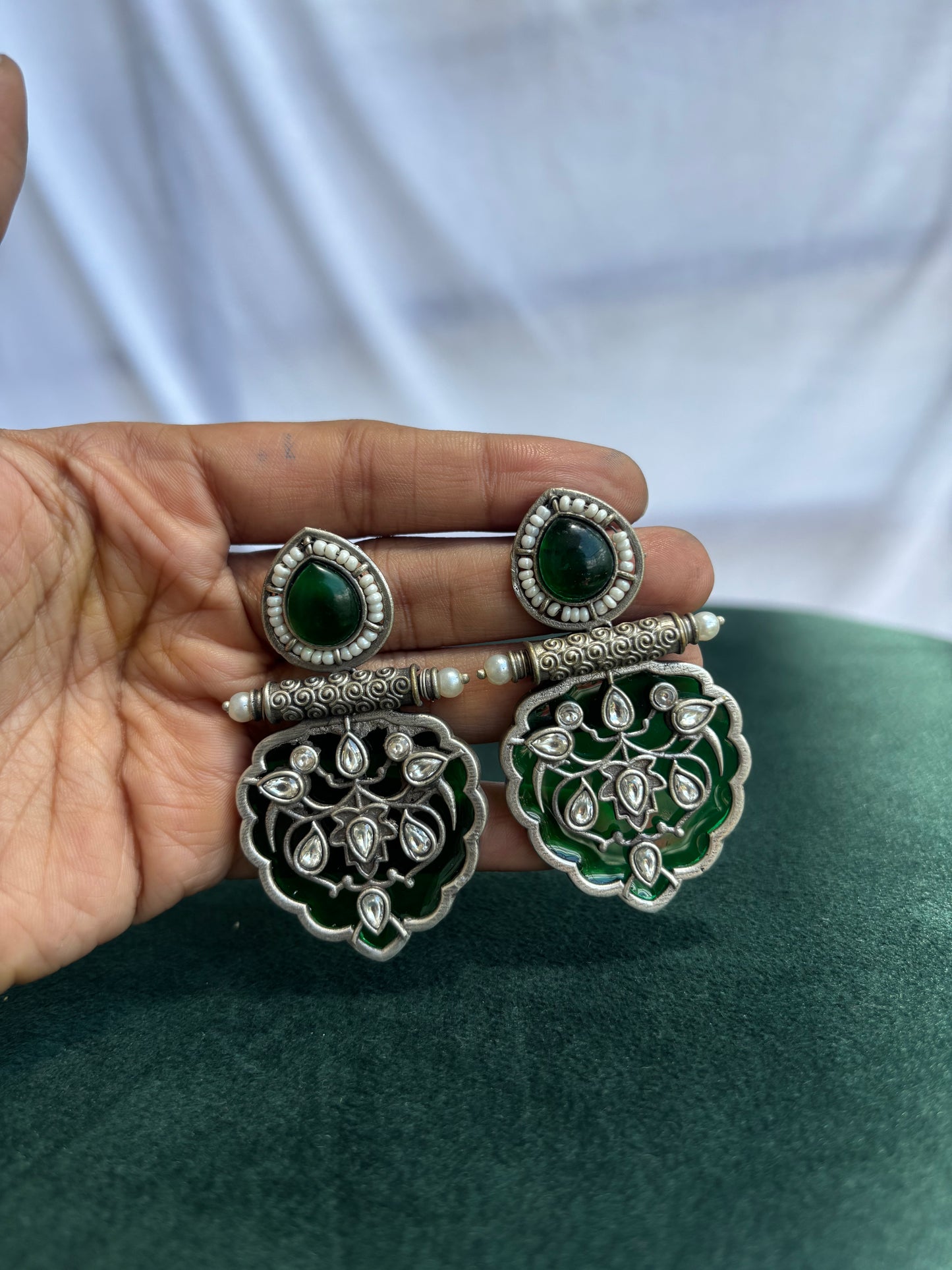 "Veena" Silver Replica Earrings