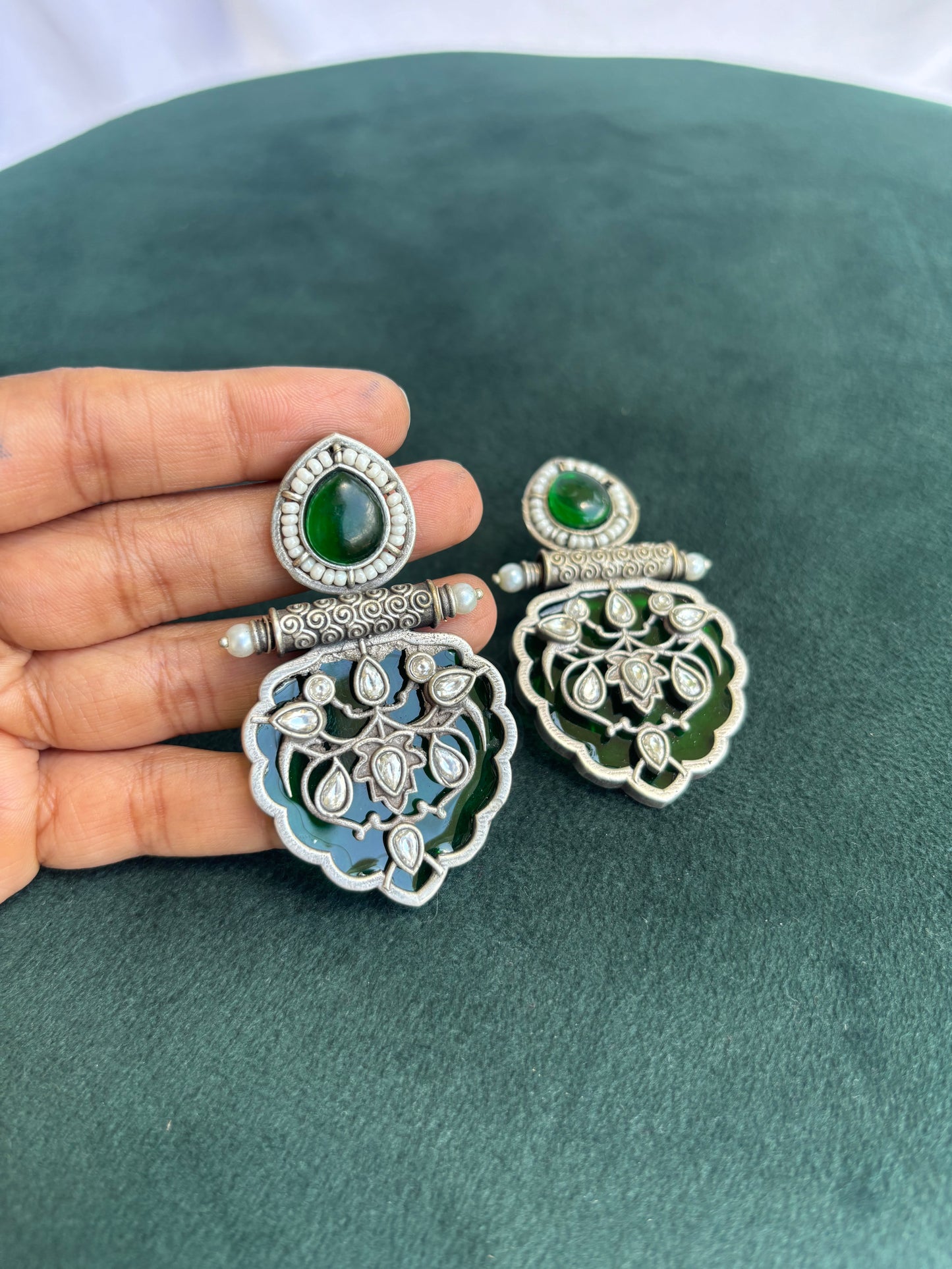 "Veena" Silver Replica Earrings