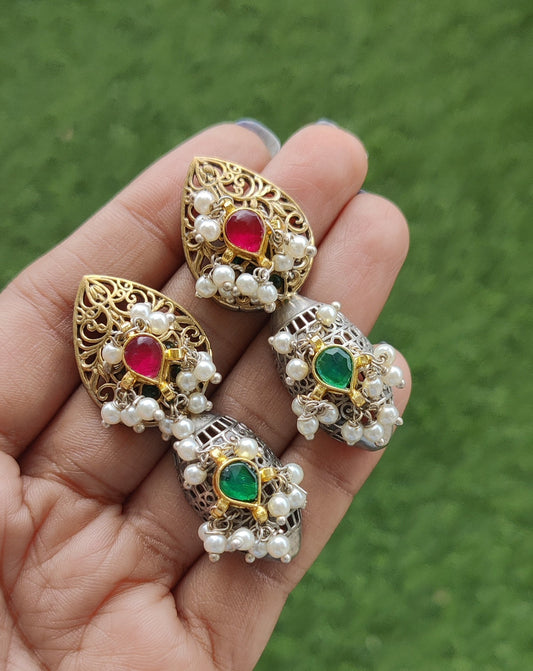 "Isha" Pachi-Kundan Earrings