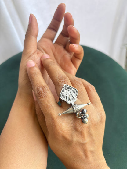 "Aaryahi" Silver Replica Adjustable Ring
