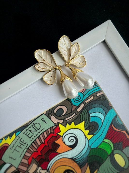 Unique Butterfly Pearl Earrings