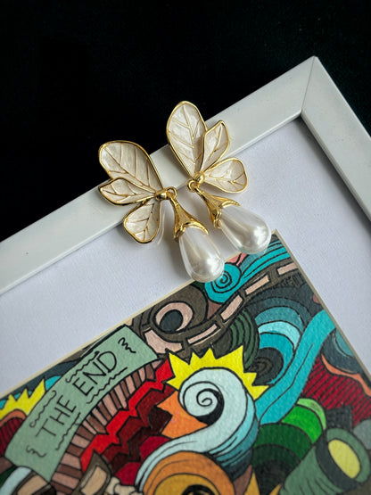 Unique Butterfly Pearl Earrings