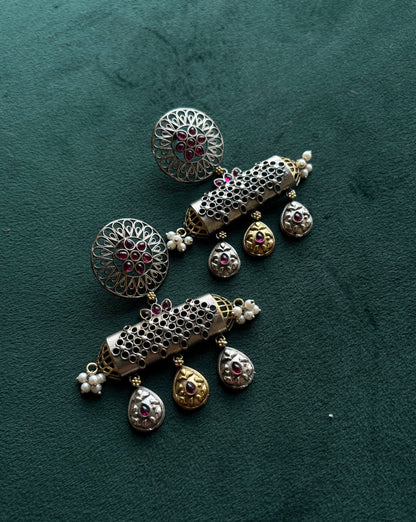 "Harini" Dual Tone Brass Earrings