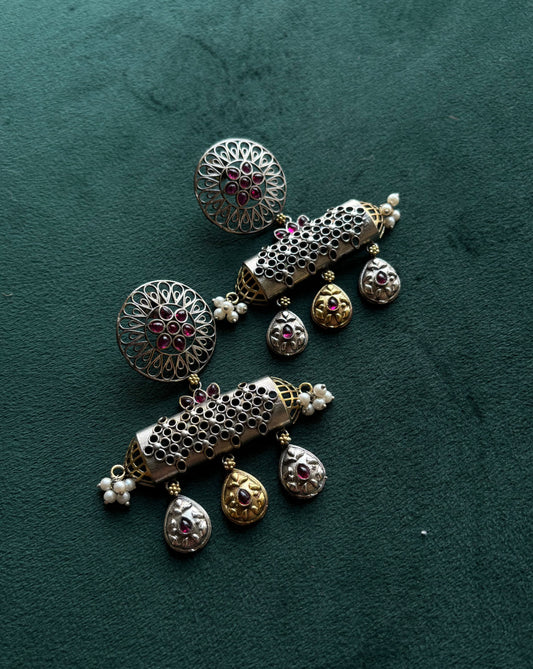 "Harini" Dual Tone Brass Earrings