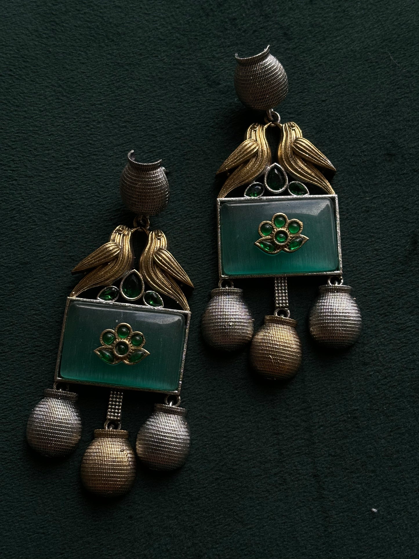 "Adweta" Dual Tone Brass Earrings