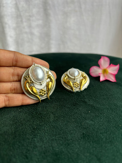 "Shaniya" Dual Tone Brass Earrings