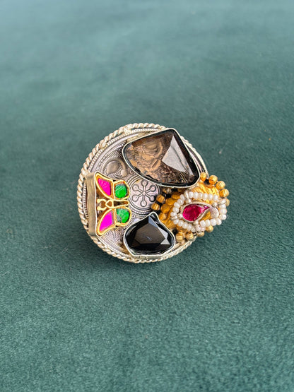 "Aarya" Pachi-Kundan Ring