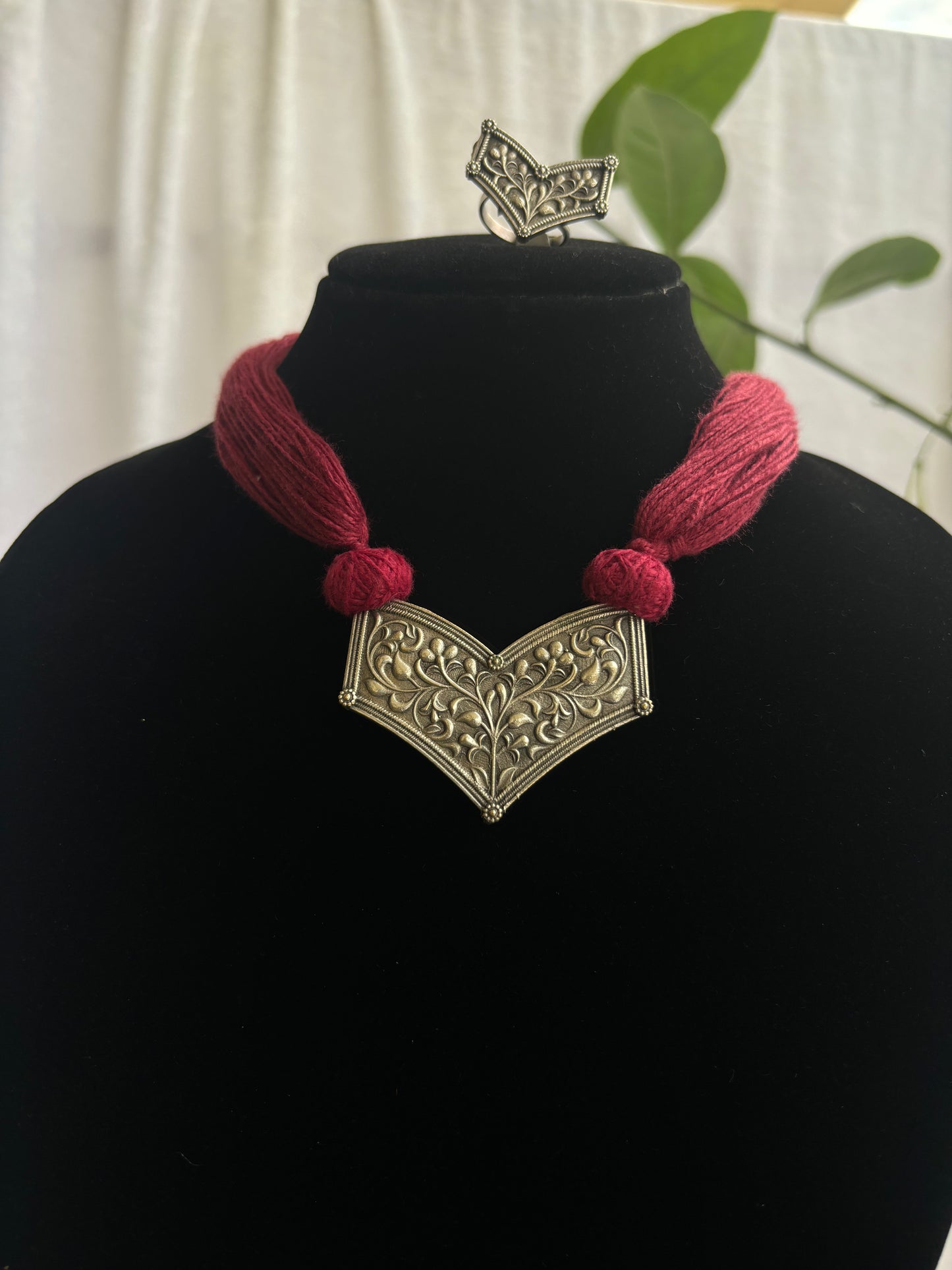 "Bhavanya" Silver Replica Neckpiece | Ring