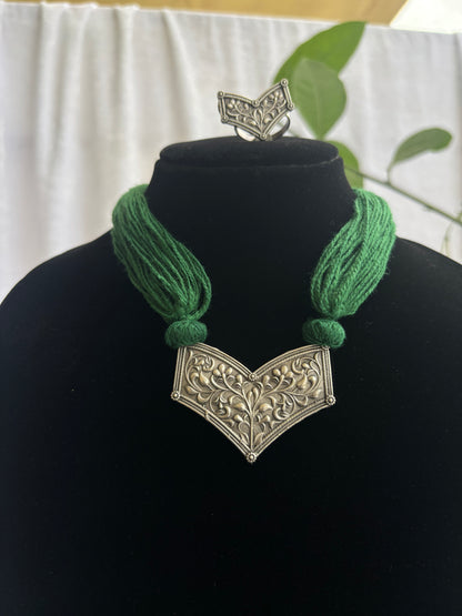 "Bhavanya" Silver Replica Neckpiece | Ring