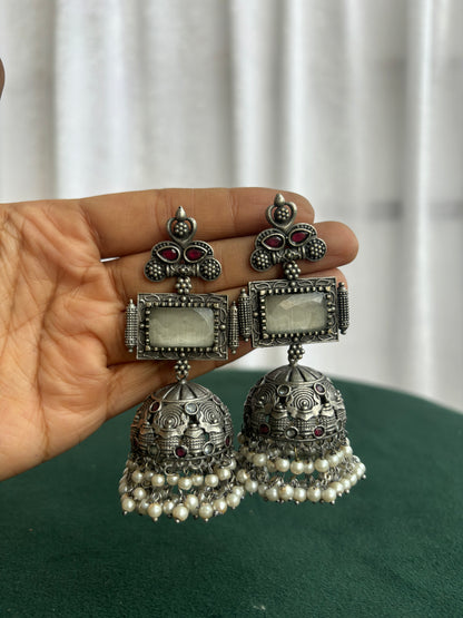 "Alani" Silver Replica Jhumka Earrings