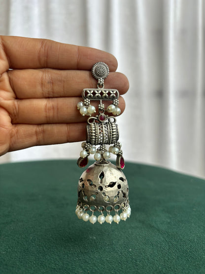 "Amara" Silver Replica Jhumka Earrings