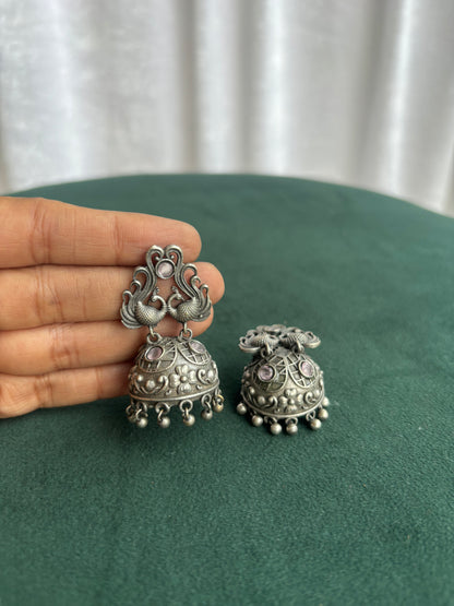 "Jasmine" Silver Replica Jhumka Earrings