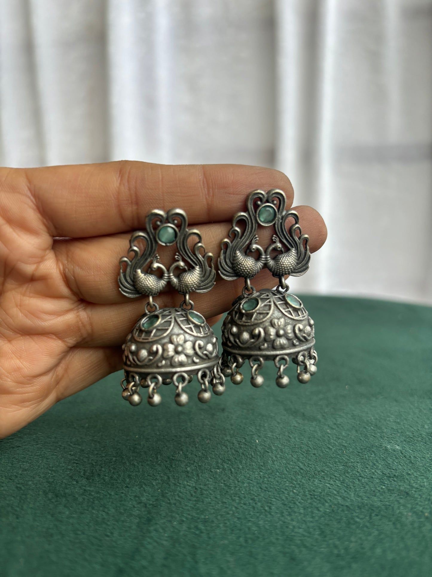 "Jasmine" Silver Replica Jhumka Earrings