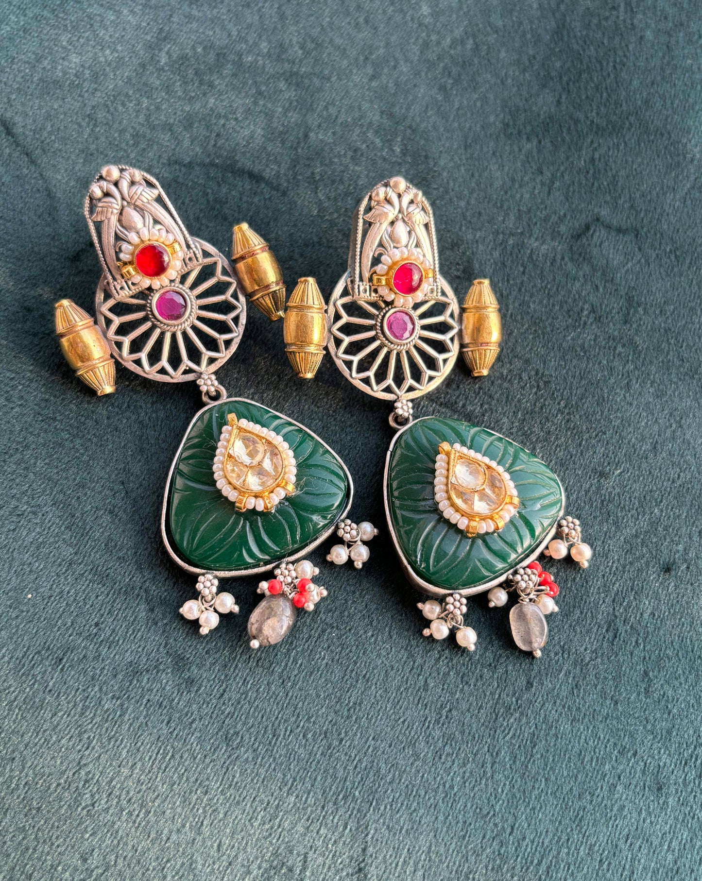 "Anusha" Premium Pachi-Kundan Earrings