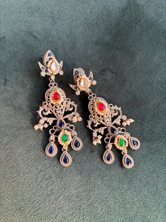 "Vishakha" Premium Pachi-Kundan Earrings