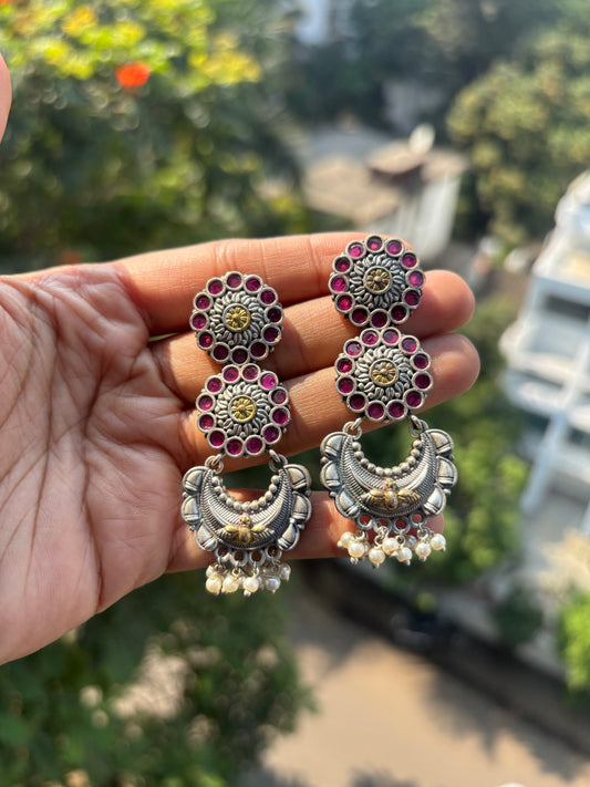 "Resham" Dual Tone Brass Earrings