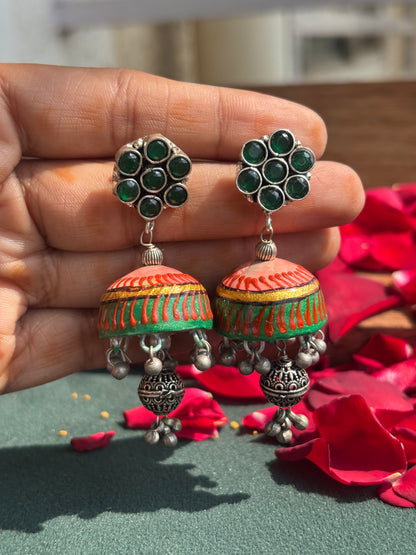 "Barkha" Silver Replica Jhumkis