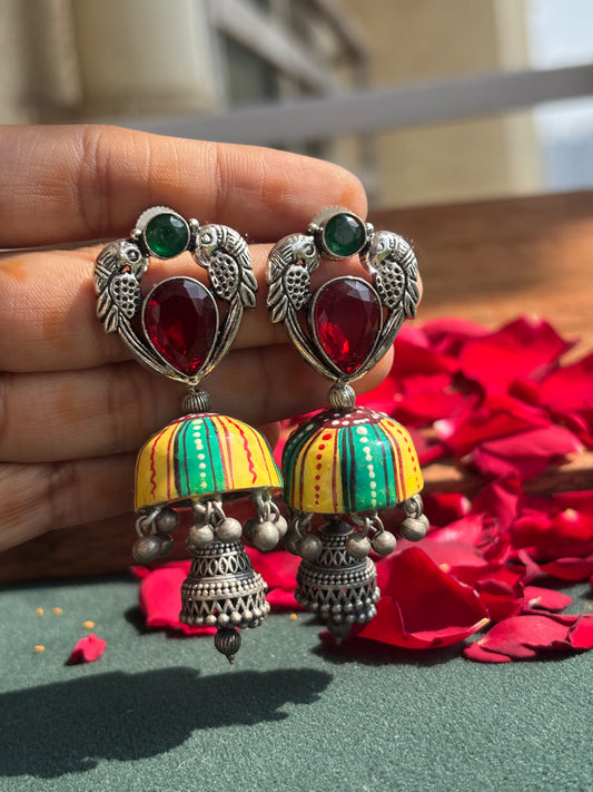 "Barkha" Silver Replica Jhumkis