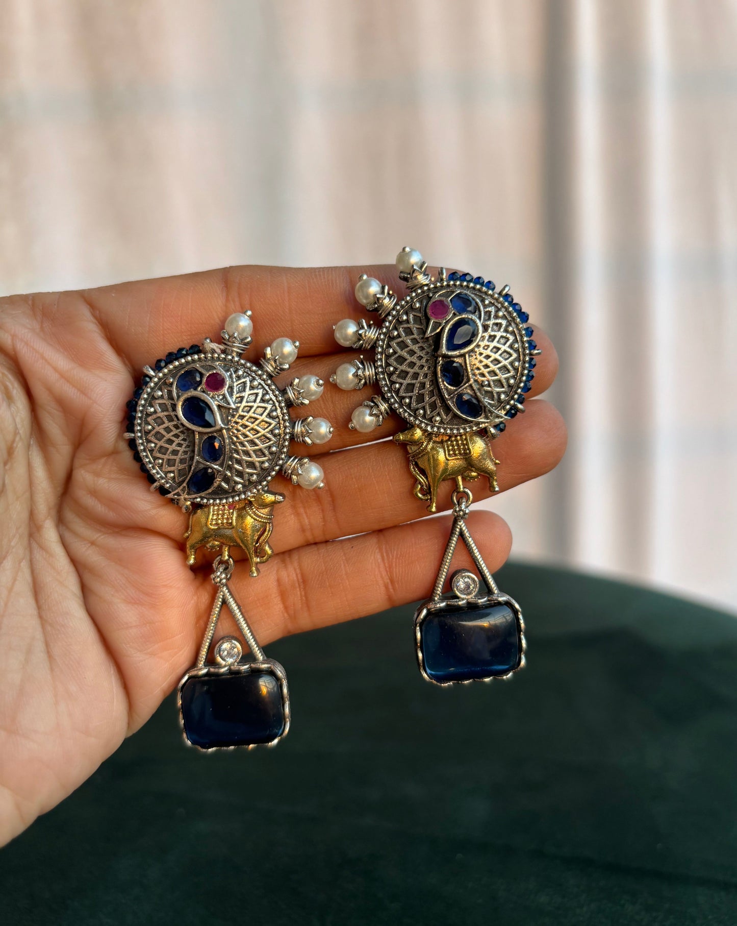 "Lakshmi" Dual Tone Brass Earrings