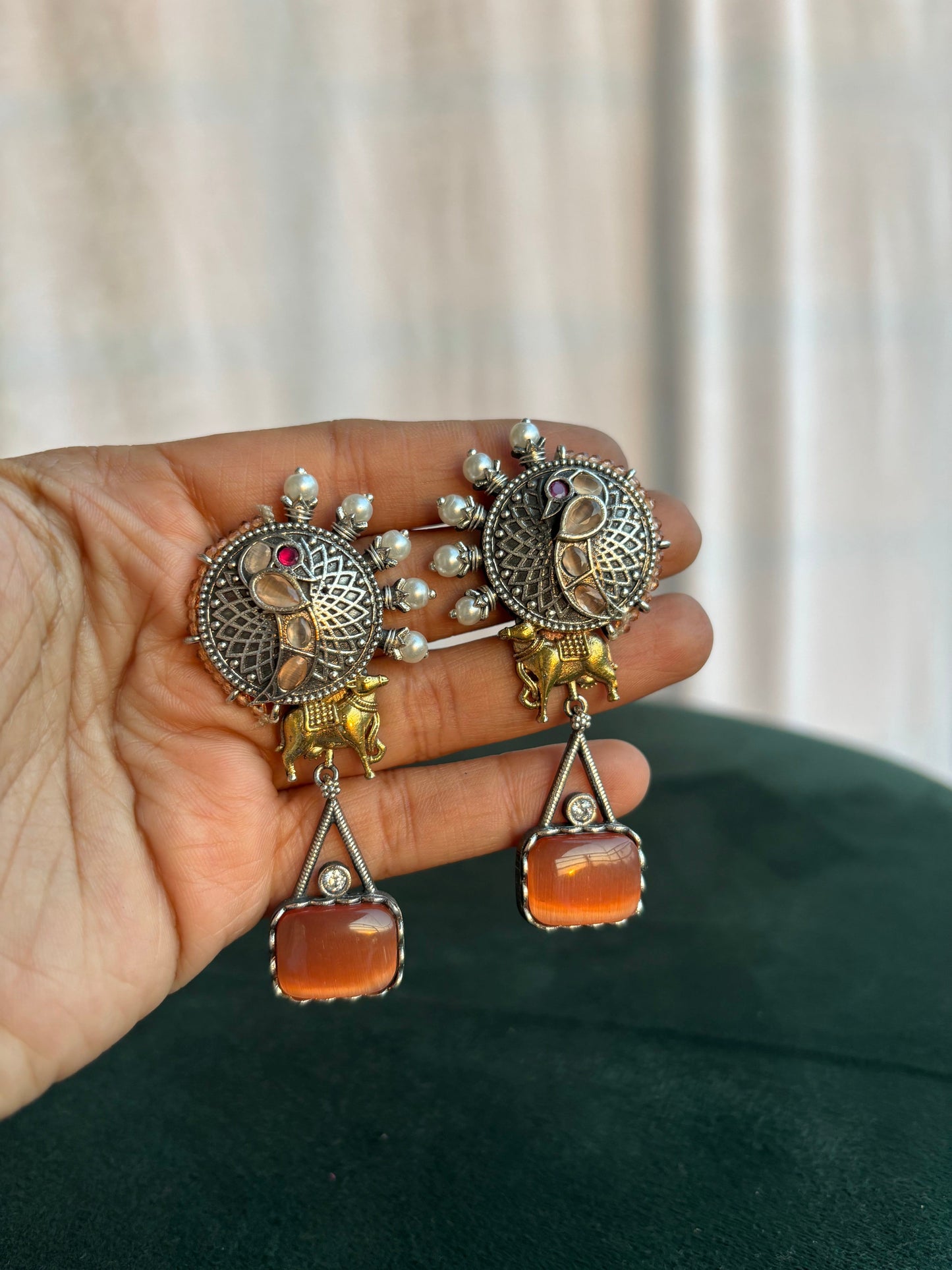 "Lakshmi" Dual Tone Brass Earrings