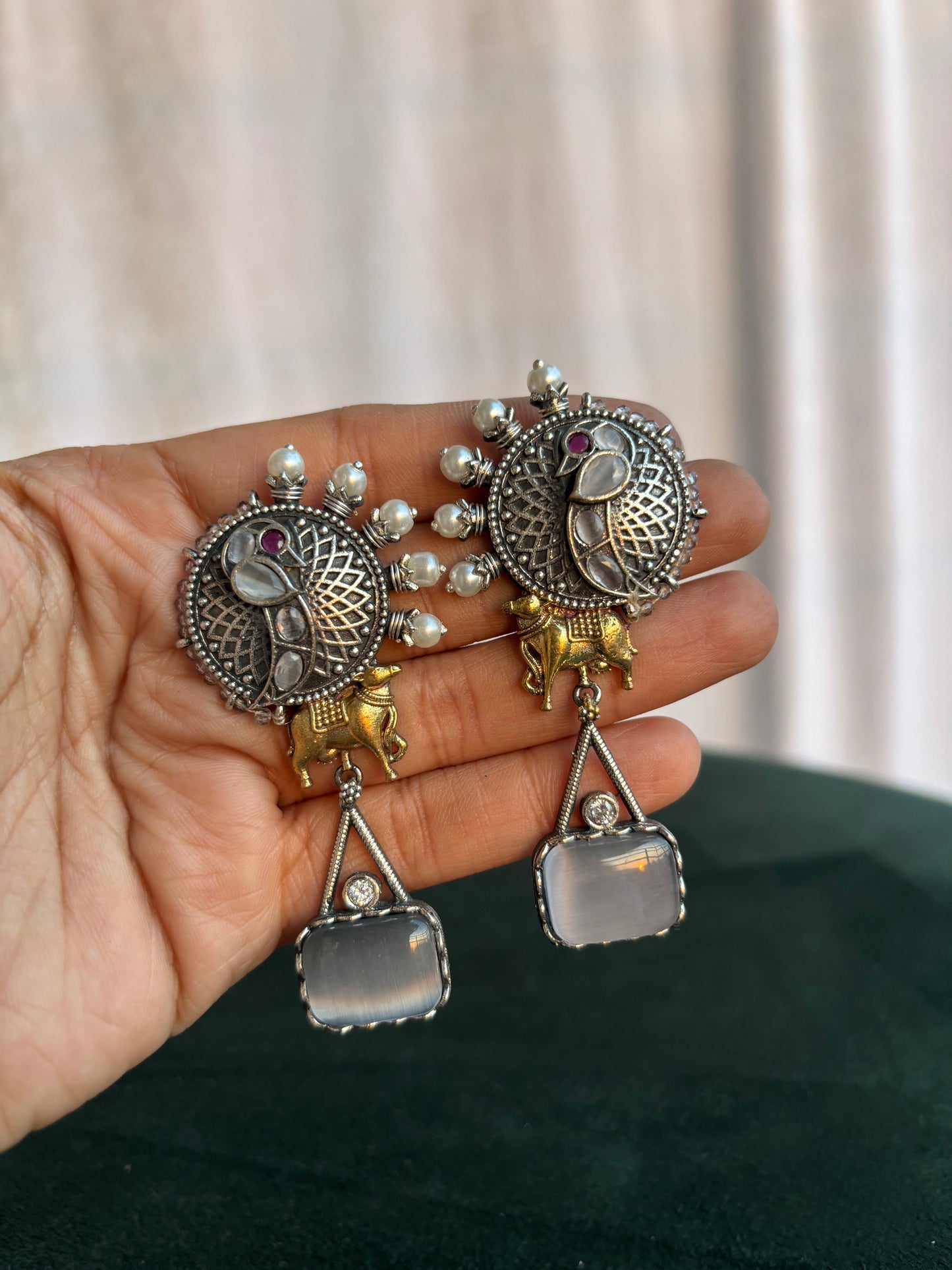 "Lakshmi" Dual Tone Brass Earrings